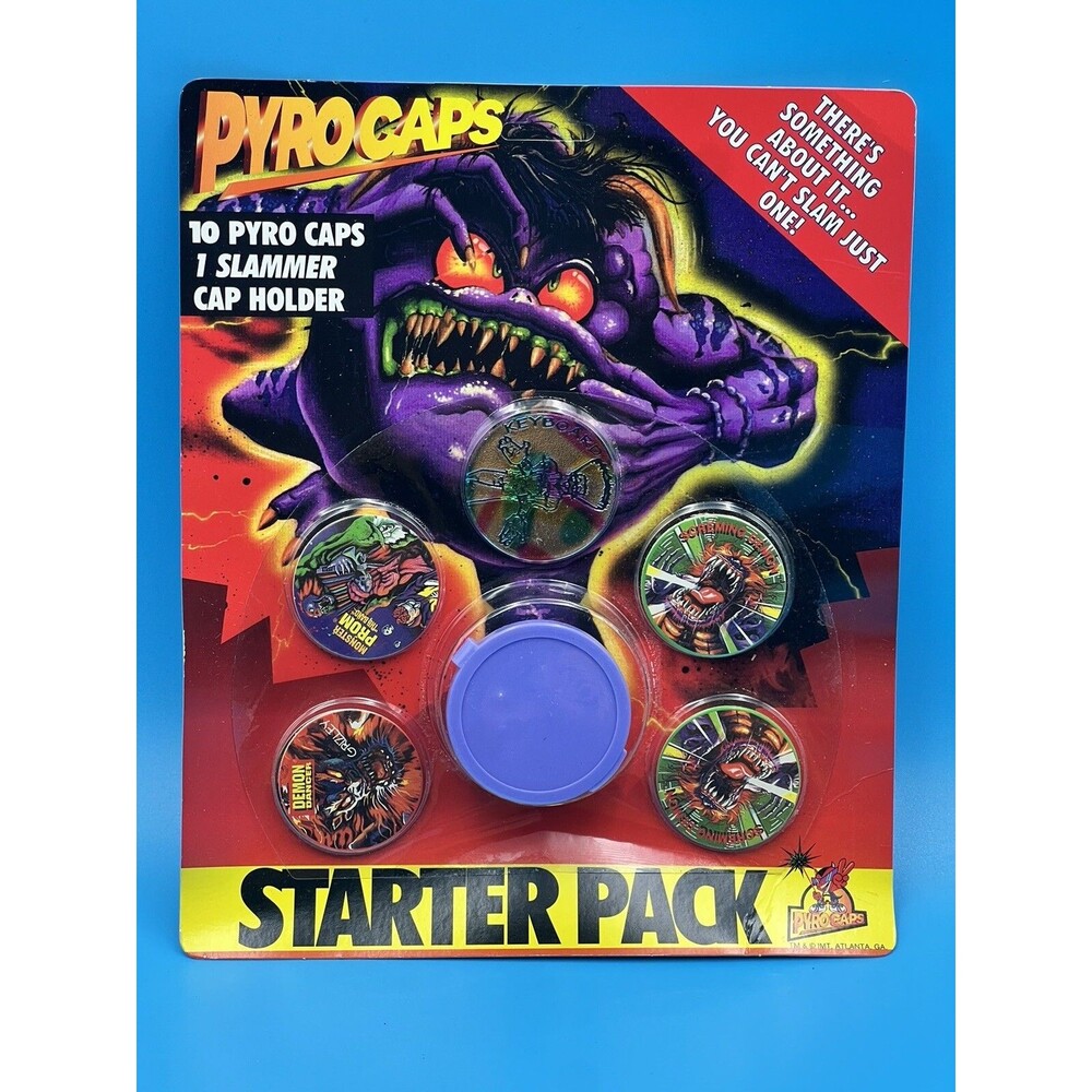 Vintage 90s Pogs Pyrocaps Starter Pack Sealed Milk Caps Kaps